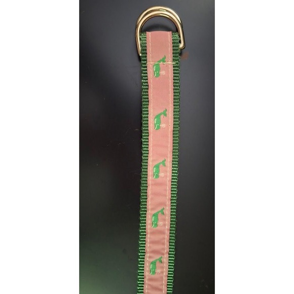 Leather Man Accessories - Leather Man Essex CT Green Pink Whale D-Ring Webbing Belt Womens Large Preppy